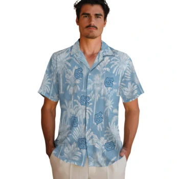 north carolina tar heels palm shadows light blue hawaiian shirts fashion forward