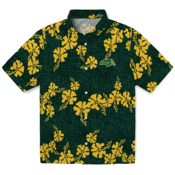 north dakota state bison hibiscus petals green hawaiian shirts best selling