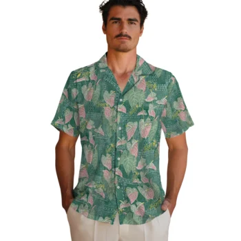 north dakota state bison anthurium overlay green hawaiian shirts fashion forward
