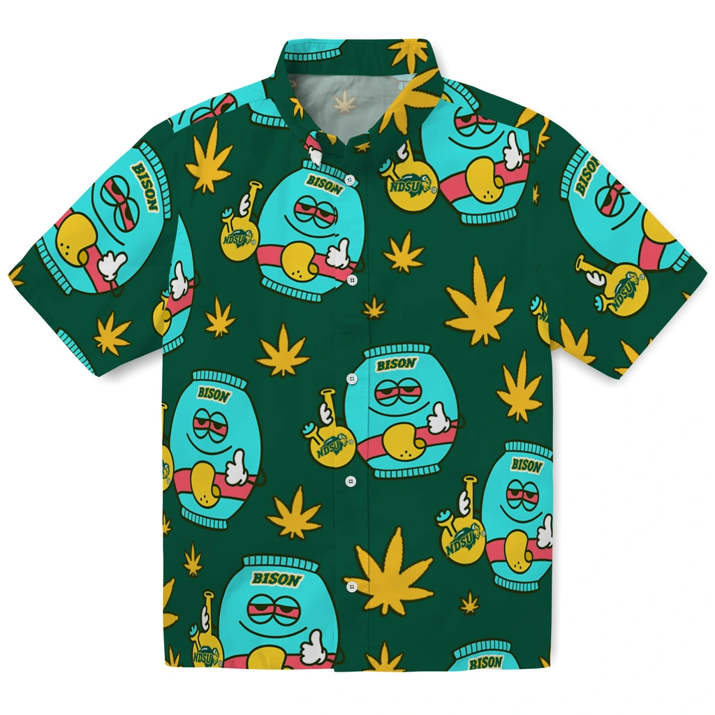 North Dakota State Bison Hawaiian Shirt - Chill Vibe north dakota state bison bong smile green hawaiian shirts best selling