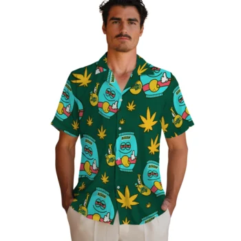 north dakota state bison bong smile green hawaiian shirts fashion forward