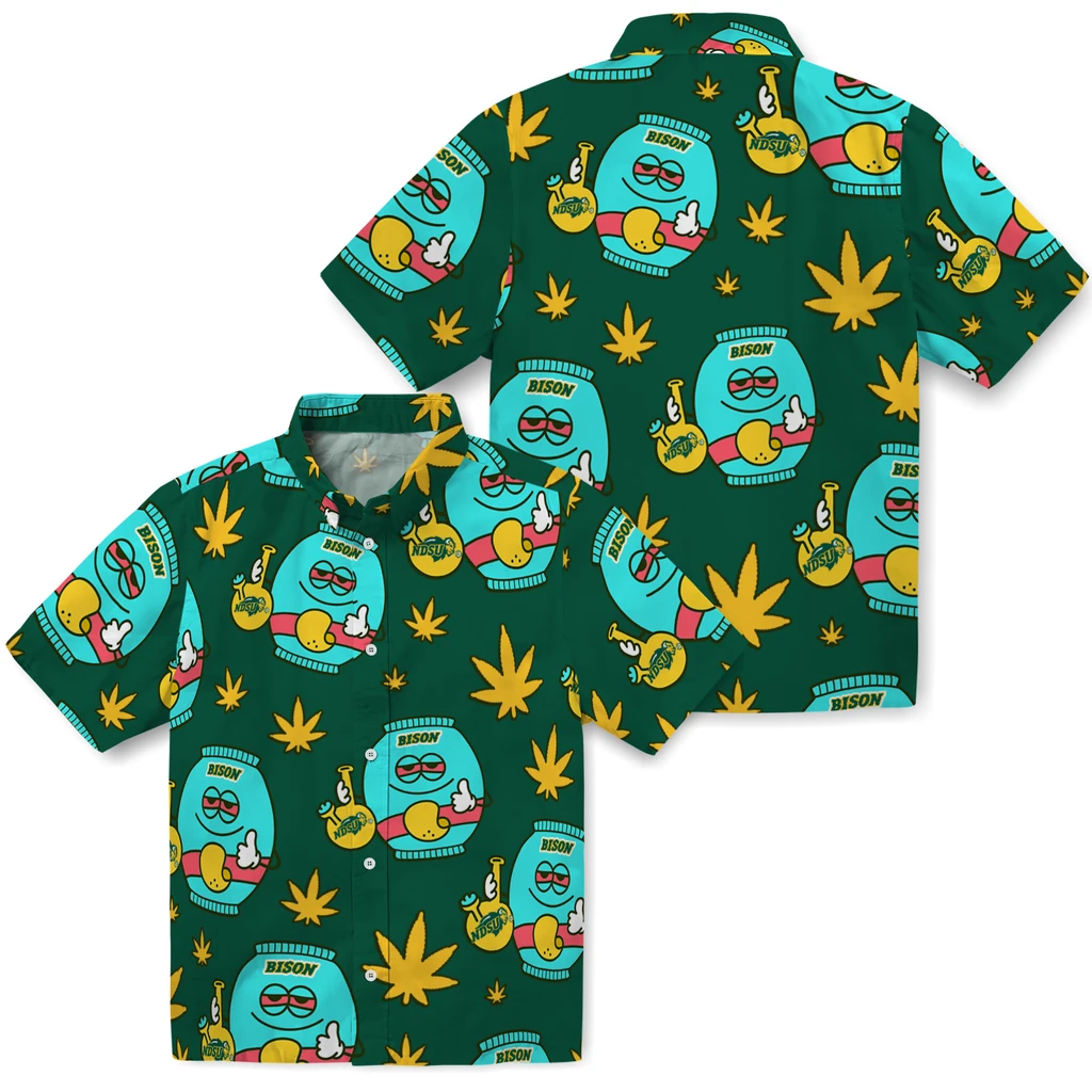 North Dakota State Bison Hawaiian Shirt - Chill Vibe north dakota state bison bong smile green hawaiian shirts high quality