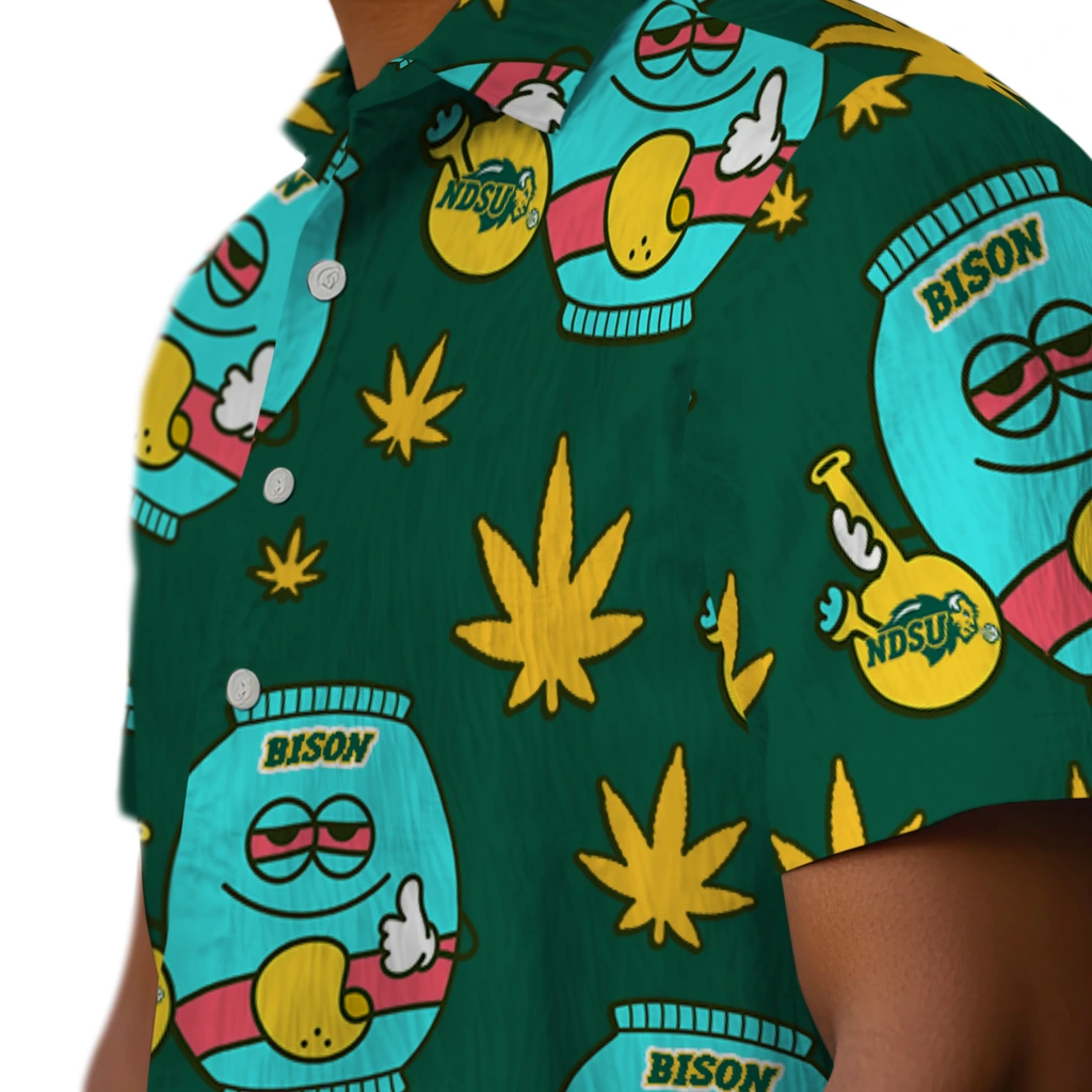 North Dakota State Bison Hawaiian Shirt - Chill Vibe north dakota state bison bong smile green hawaiian shirts trendy