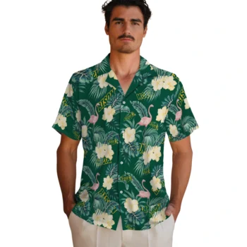 north dakota state bison flamingo palms green hawaiian shirts fashion forward