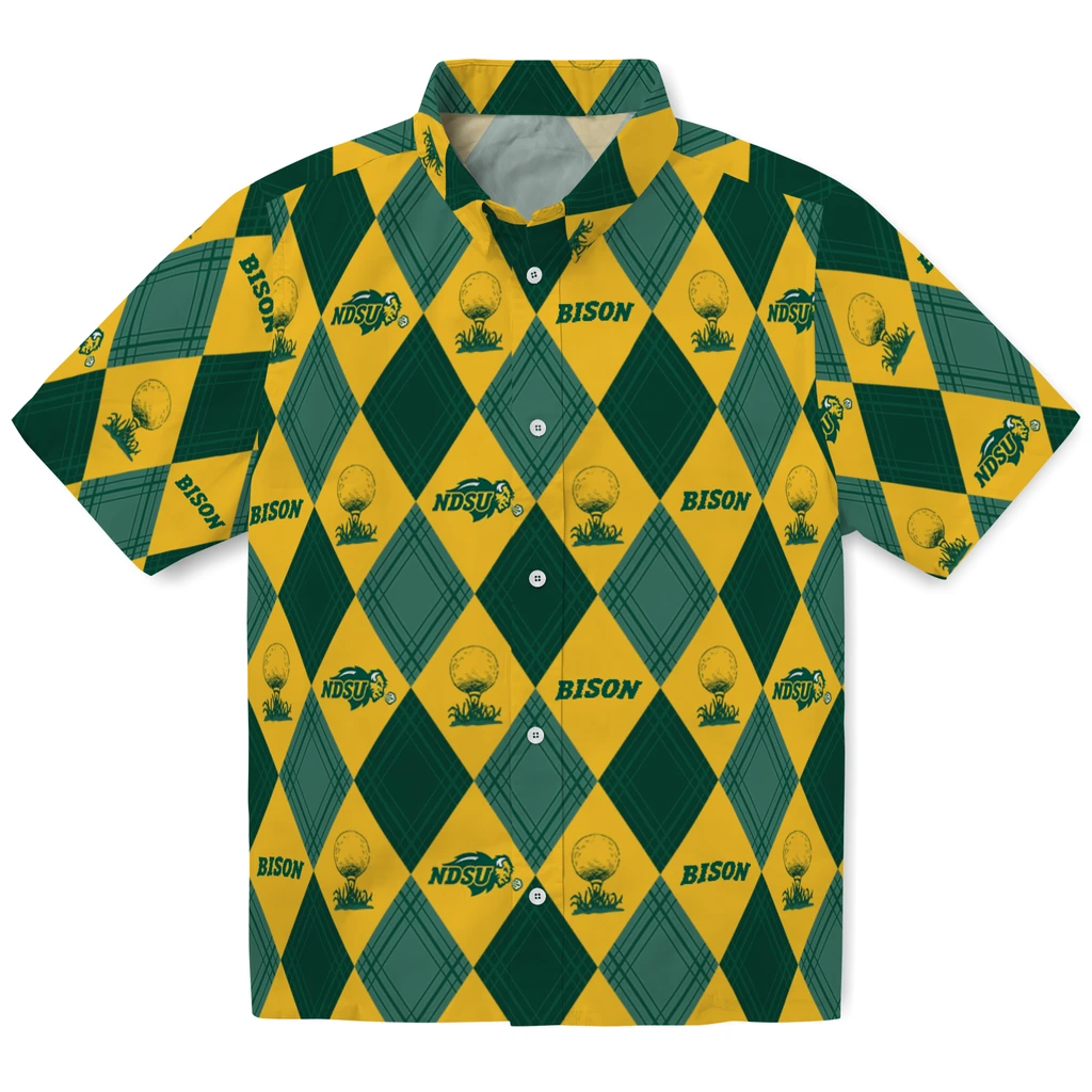 North Dakota State Bison Hawaiian Shirt - Golfing Plaid north dakota state bison balloon plaid green hawaiian shirts best selling