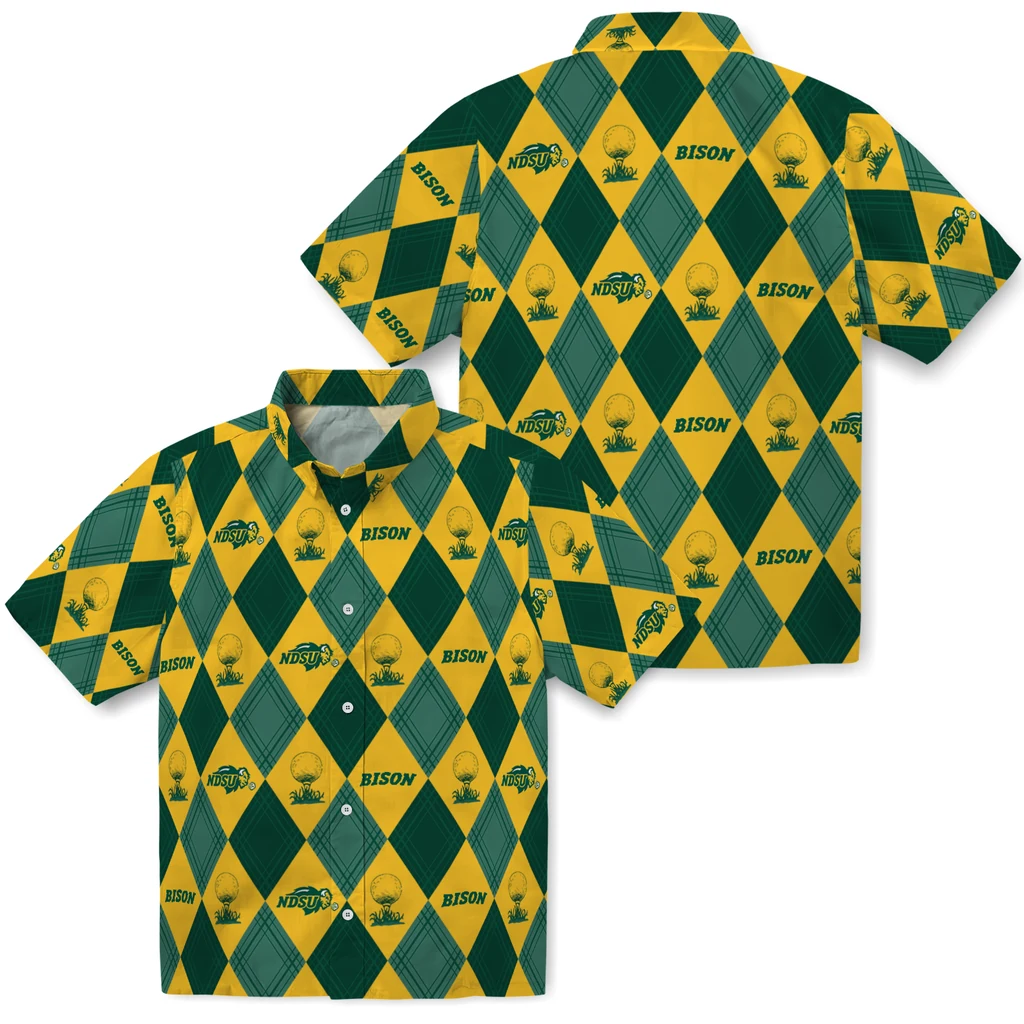 North Dakota State Bison Hawaiian Shirt - Golfing Plaid north dakota state bison balloon plaid green hawaiian shirts high quality