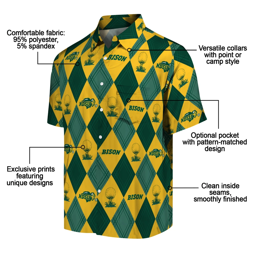 North Dakota State Bison Hawaiian Shirt - Golfing Plaid north dakota state bison balloon plaid green hawaiian shirts new arrival
