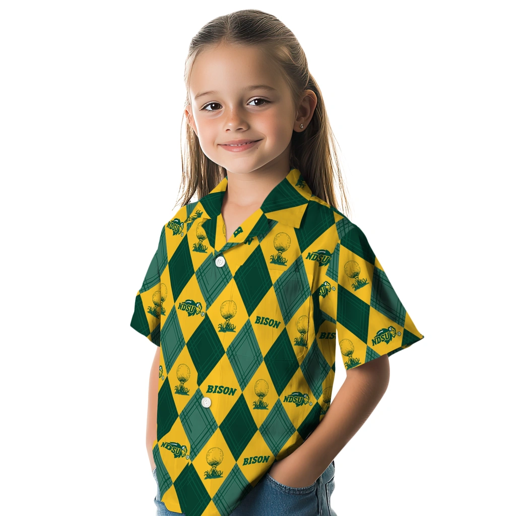 North Dakota State Bison Hawaiian Shirt - Golfing Plaid north dakota state bison balloon plaid green hawaiian shirts premium grade