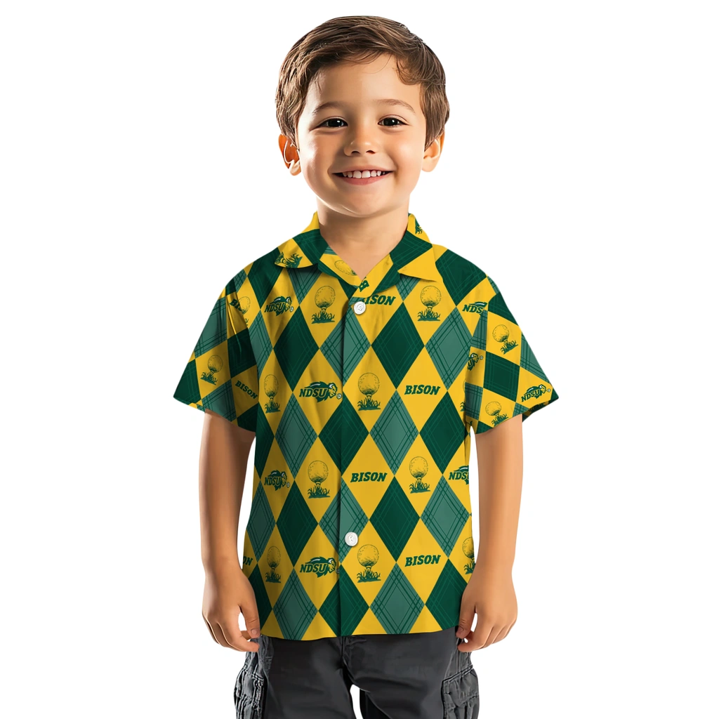 North Dakota State Bison Hawaiian Shirt - Golfing Plaid north dakota state bison balloon plaid green hawaiian shirts top rated