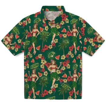 north dakota state bison hawaiian girls design green hawaiian shirts best selling