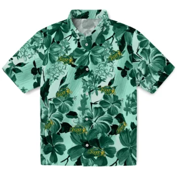 north dakota state bison hibiscus arrangement green hawaiian shirts best selling