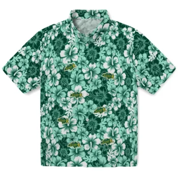 north dakota state bison hibiscus blooms green hawaiian shirts best selling