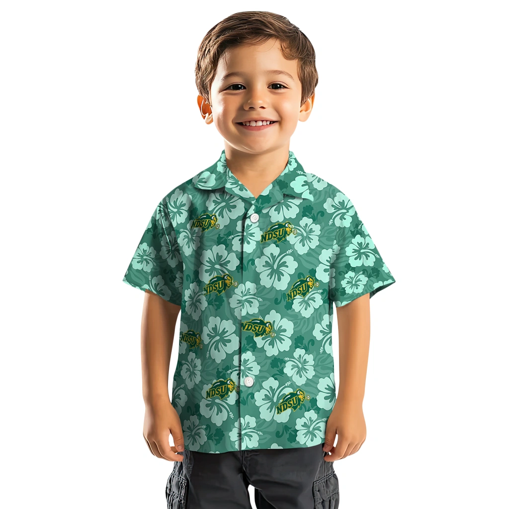 North Dakota State Bison Hawaiian Shirt - Hibiscus Cluster north dakota state bison hibiscus cluster green hawaiian shirts top rated