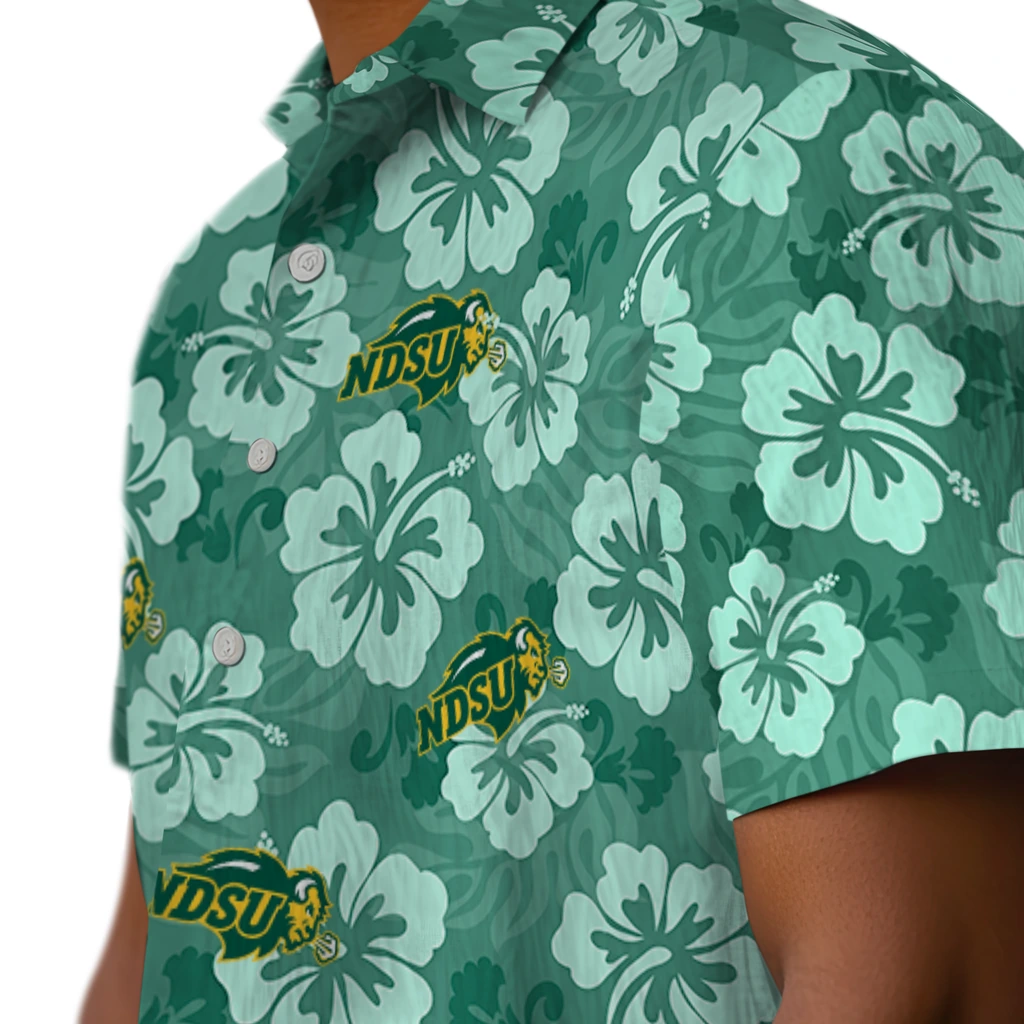 North Dakota State Bison Hawaiian Shirt - Hibiscus Cluster north dakota state bison hibiscus cluster green hawaiian shirts trendy