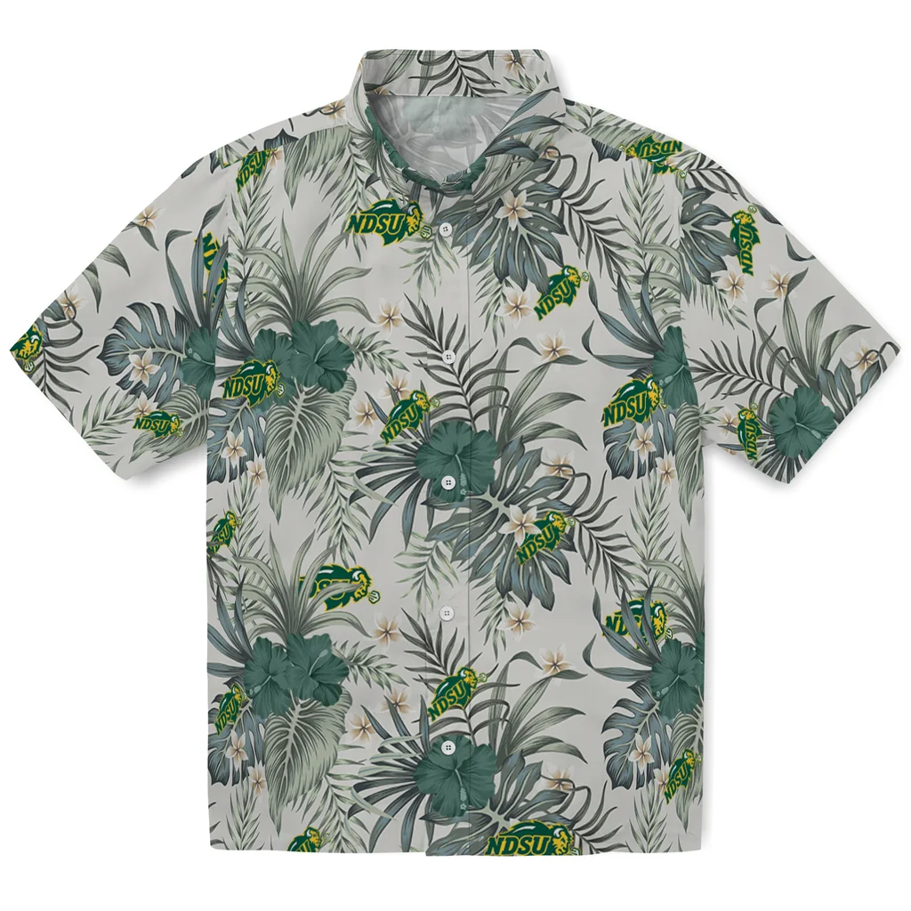 North Dakota State Bison Hawaiian Shirt - Hibiscus Designs north dakota state bison hibiscus designs beige hawaiian shirts best selling