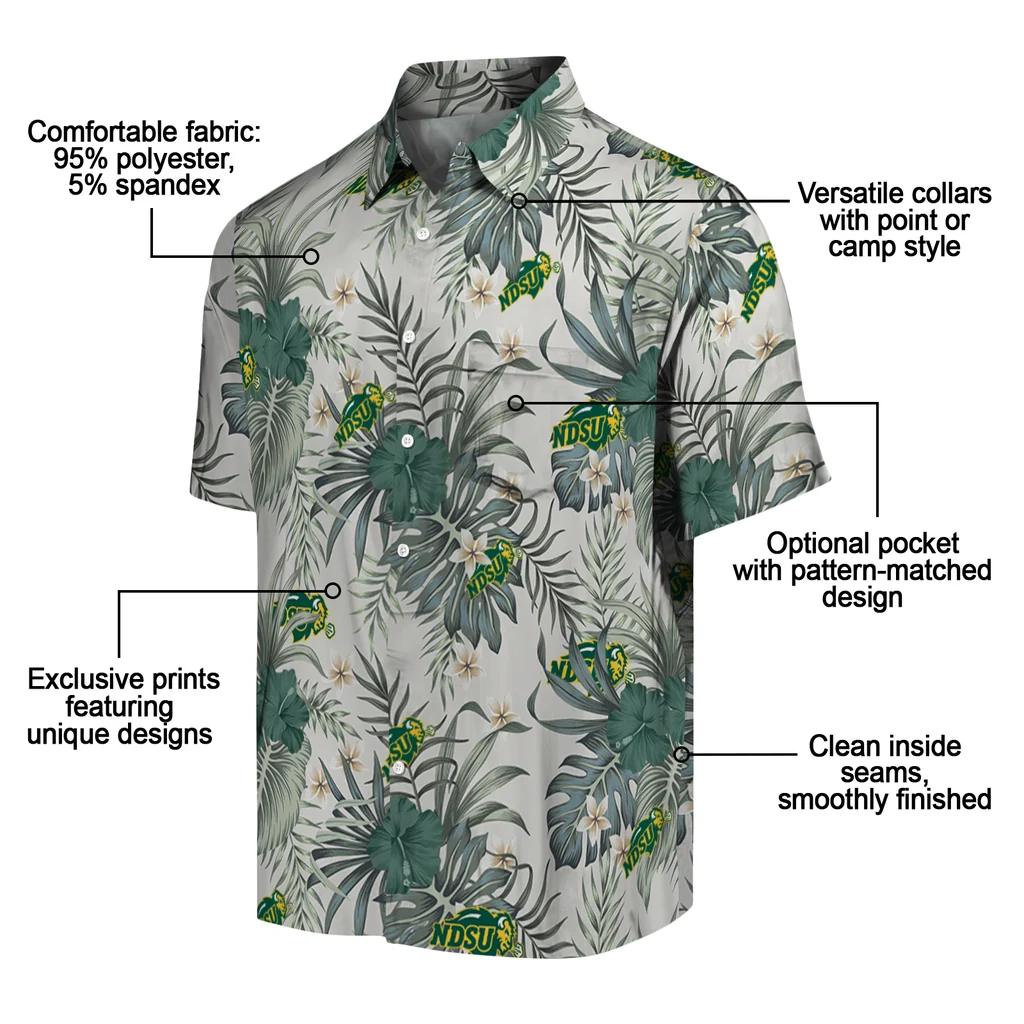 North Dakota State Bison Hawaiian Shirt - Hibiscus Designs north dakota state bison hibiscus designs beige hawaiian shirts new arrival