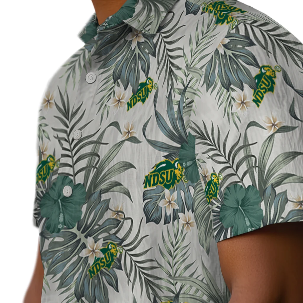North Dakota State Bison Hawaiian Shirt - Hibiscus Designs north dakota state bison hibiscus designs beige hawaiian shirts trendy