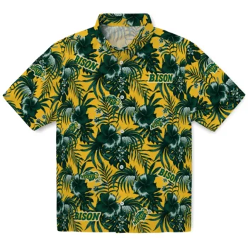 north dakota state bison hibiscus exotic green hawaiian shirts best selling