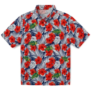 north dakota state bison hibiscus fiesta red royal blue hawaiian shirts best selling