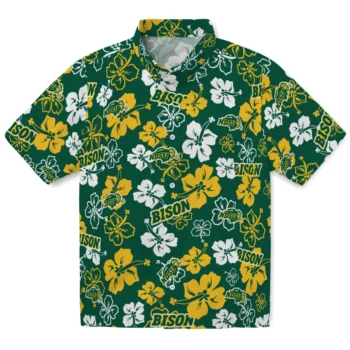 north dakota state bison hibiscus bloom green hawaiian shirts best selling