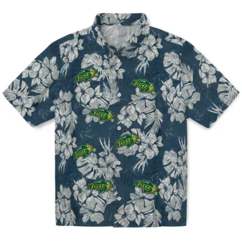 north dakota state bison hibiscus flowers navy blue hawaiian shirts best selling