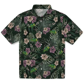 north dakota state bison hibiscus leaves pattern green hawaiian shirts best selling