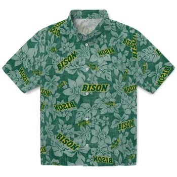 north dakota state bison hibiscus oasis green hawaiian shirts best selling