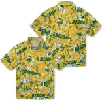 North Dakota State Bison Hawaiian Shirt – Hibiscus Overlay