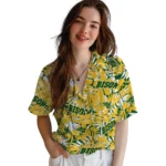 North Dakota State Bison Hawaiian Shirt – Hibiscus Overlay