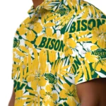 North Dakota State Bison Hawaiian Shirt – Hibiscus Overlay