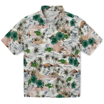 north dakota state bison hibiscus seaside white hawaiian shirts best selling