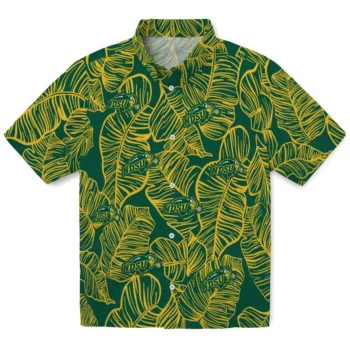 north dakota state bison leaf outline green hawaiian shirts best selling