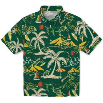north dakota state bison palm tree island green hawaiian shirts best selling