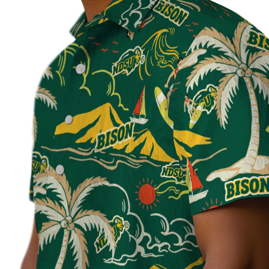 North Dakota State Bison Hawaiian Shirt - Palm Tree Island north dakota state bison palm tree island green hawaiian shirts trendy