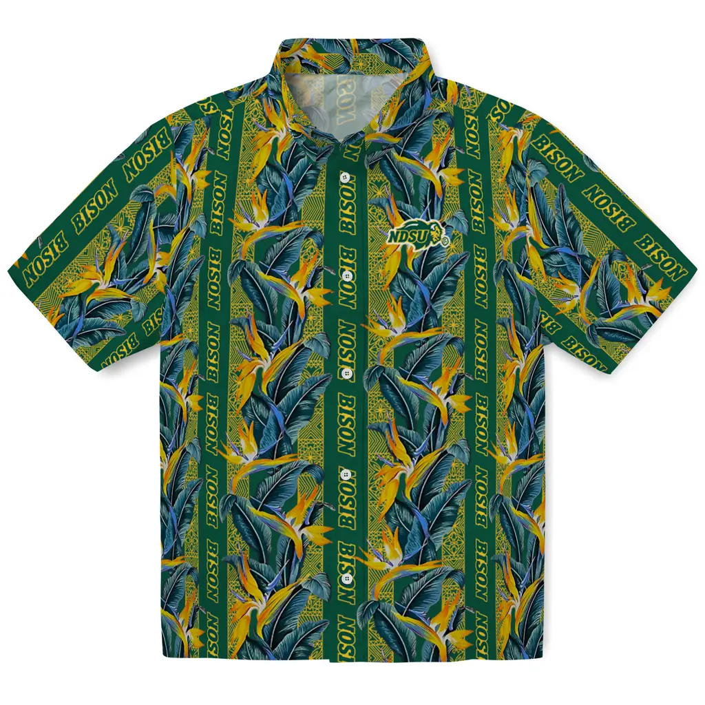 North Dakota State Bison Hawaiian Shirt - Paradise Vines north dakota state bison paradise vines green hawaiian shirts best selling