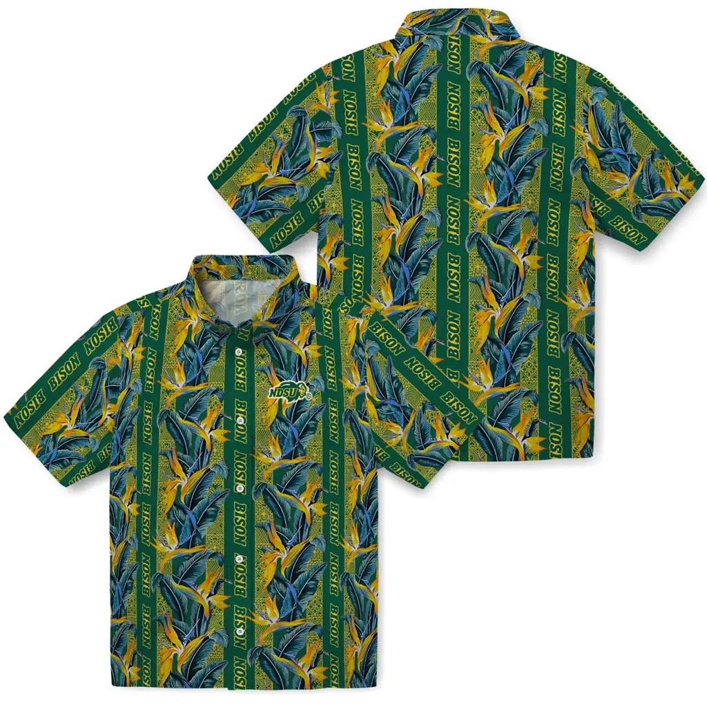North Dakota State Bison Hawaiian Shirt - Paradise Vines north dakota state bison paradise vines green hawaiian shirts high quality