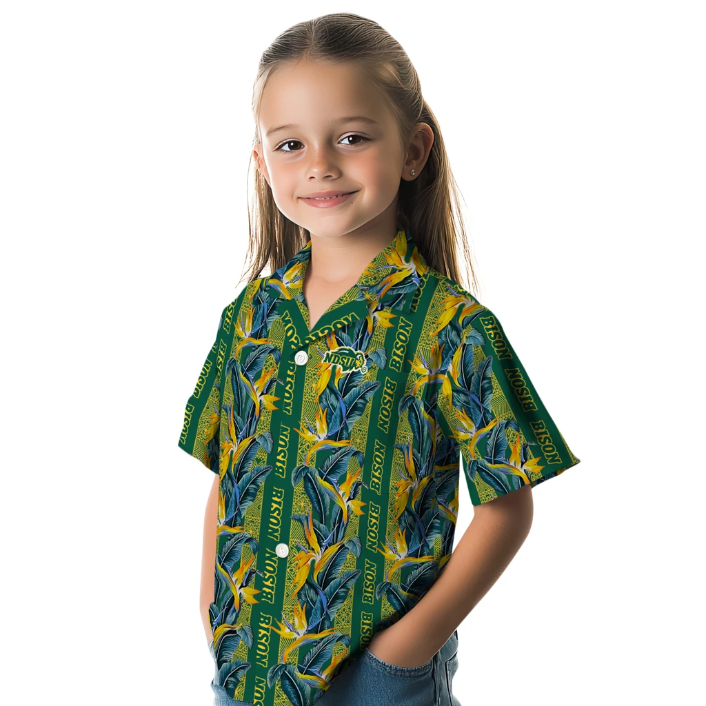 North Dakota State Bison Hawaiian Shirt - Paradise Vines north dakota state bison paradise vines green hawaiian shirts premium grade