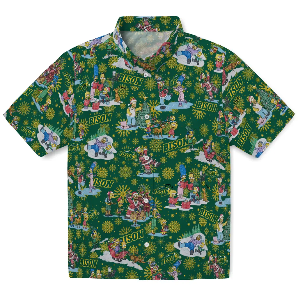 North Dakota State Bison Hawaiian Shirt - Simpsons Christmas north dakota state bison simpsons christmas green hawaiian shirts best selling