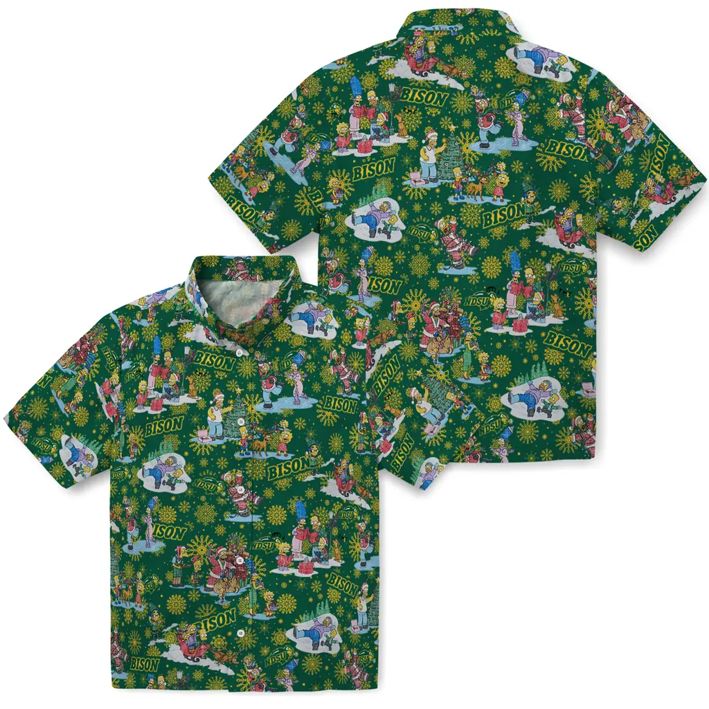 North Dakota State Bison Hawaiian Shirt - Simpsons Christmas north dakota state bison simpsons christmas green hawaiian shirts high quality