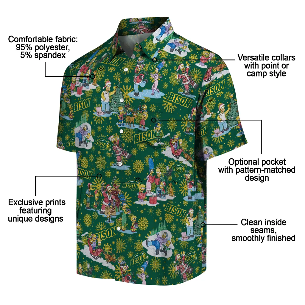 North Dakota State Bison Hawaiian Shirt - Simpsons Christmas north dakota state bison simpsons christmas green hawaiian shirts new arrival