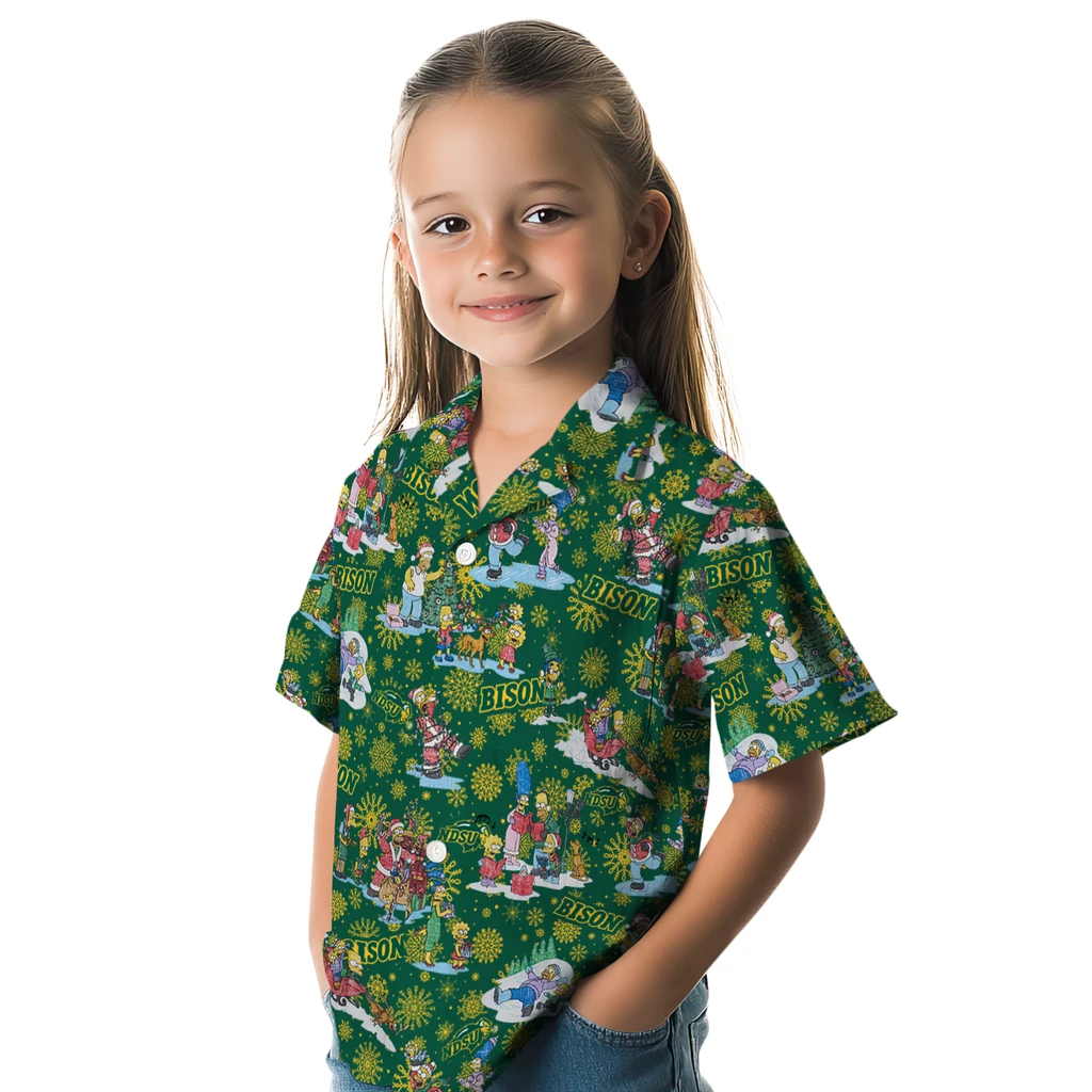 North Dakota State Bison Hawaiian Shirt - Simpsons Christmas north dakota state bison simpsons christmas green hawaiian shirts premium grade