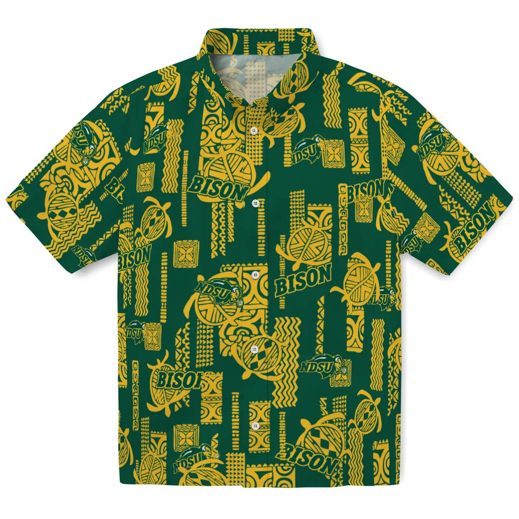 North Dakota State Bison Hawaiian Shirt - Turtle Lines north dakota state bison turtle lines green hawaiian shirts best selling