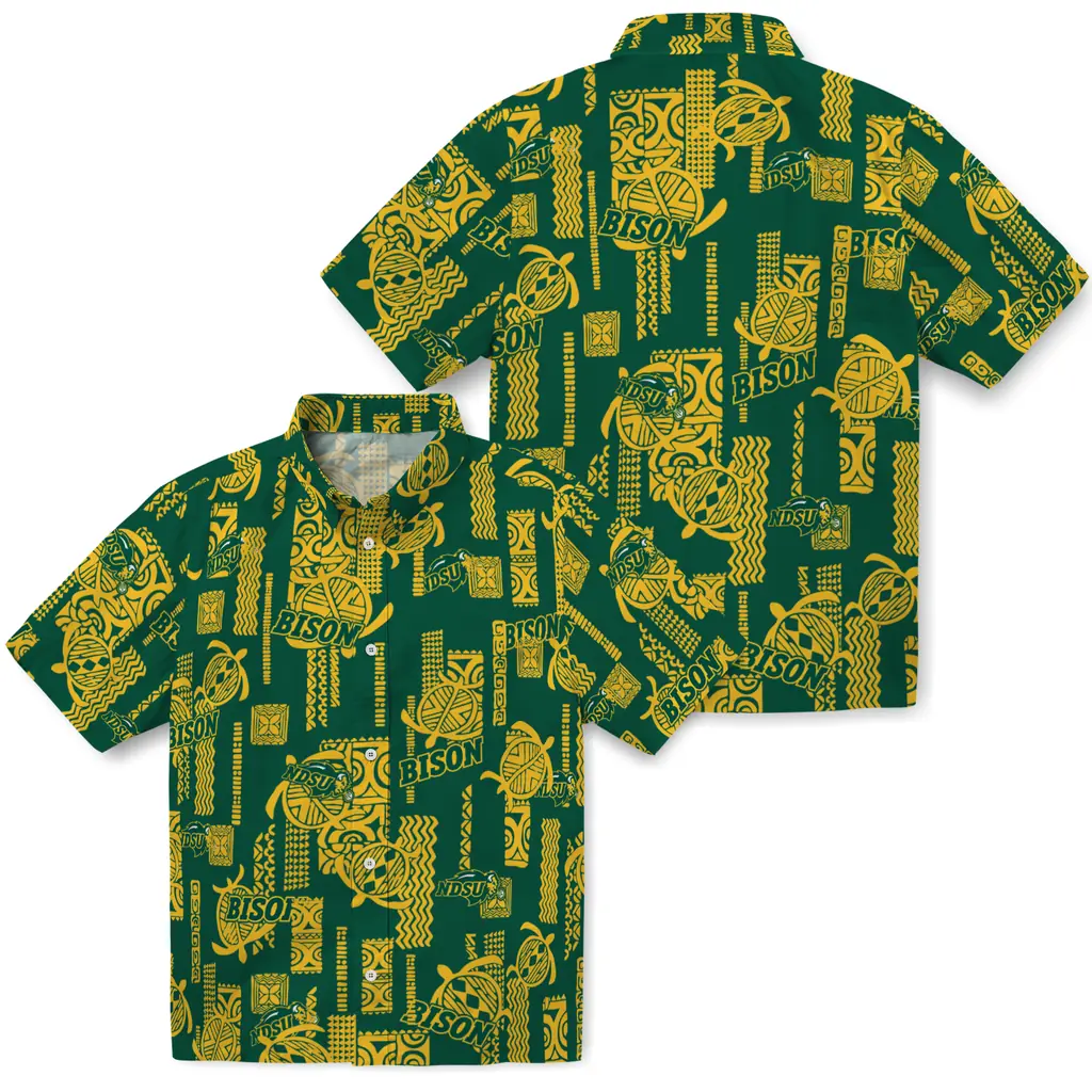 North Dakota State Bison Hawaiian Shirt - Turtle Lines north dakota state bison turtle lines green hawaiian shirts high quality