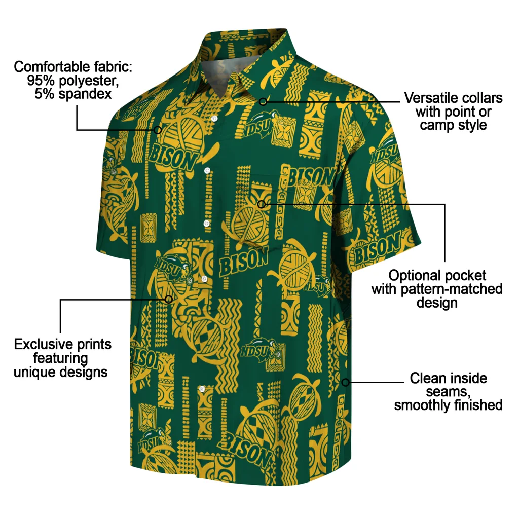 North Dakota State Bison Hawaiian Shirt - Turtle Lines north dakota state bison turtle lines green hawaiian shirts new arrival