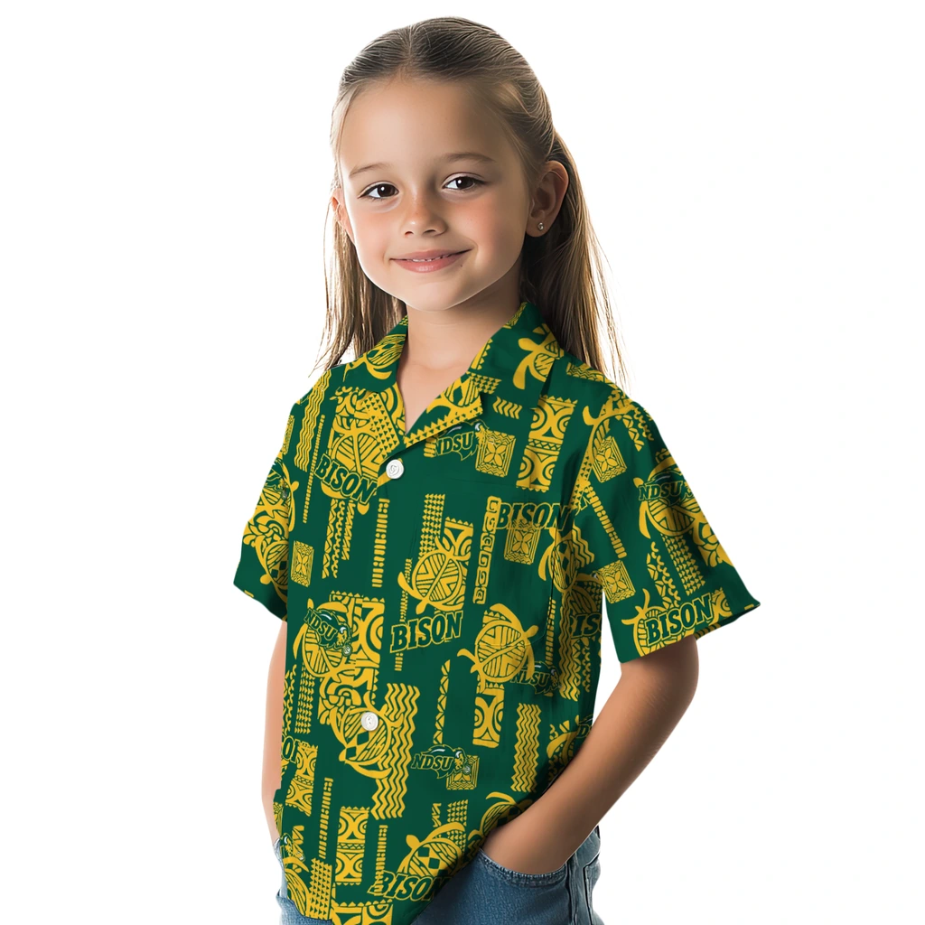 North Dakota State Bison Hawaiian Shirt - Turtle Lines north dakota state bison turtle lines green hawaiian shirts premium grade