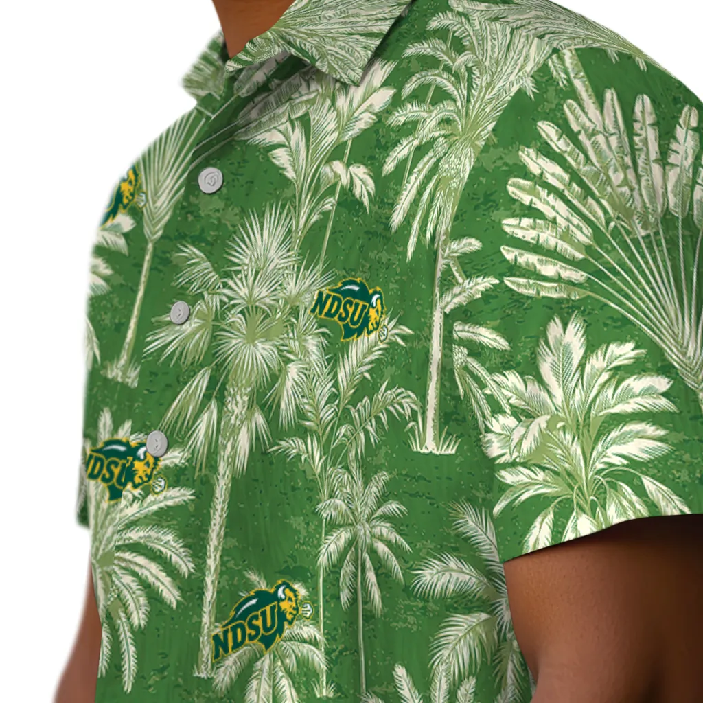 North Dakota State Bison Hawaiian Shirt - Vintage Palm Tree north dakota state bison palm shadows green hawaiian shirts trendy
