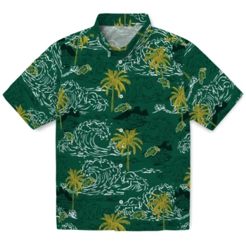north dakota state bison wave palm green hawaiian shirts best selling