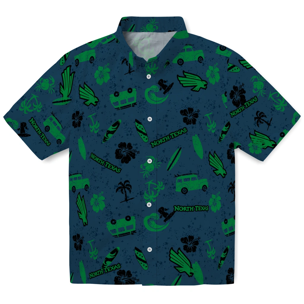 North Texas Mean Green Hawaiian Shirt - Beach Vibe north texas mean green beach vibe navy hawaiian shirts best selling