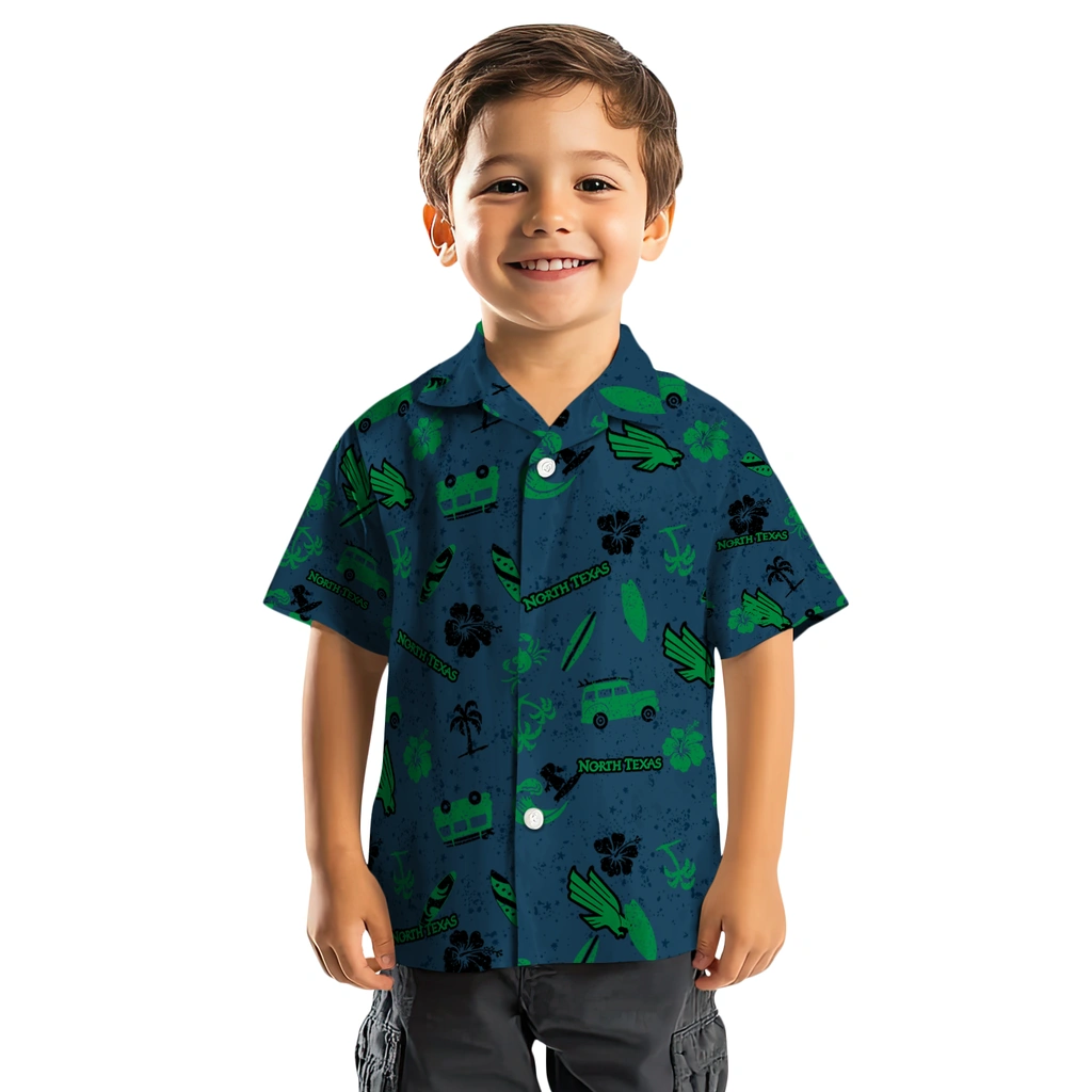 North Texas Mean Green Hawaiian Shirt - Beach Vibe north texas mean green beach vibe navy hawaiian shirts top rated