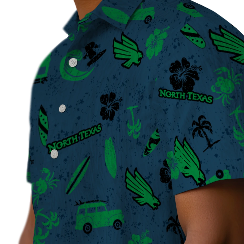 North Texas Mean Green Hawaiian Shirt - Beach Vibe north texas mean green beach vibe navy hawaiian shirts trendy